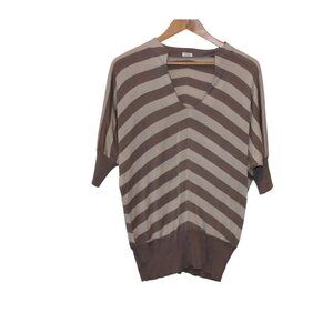 Agnona V-Neck Stipped Top Women's Size 44 OLd Money